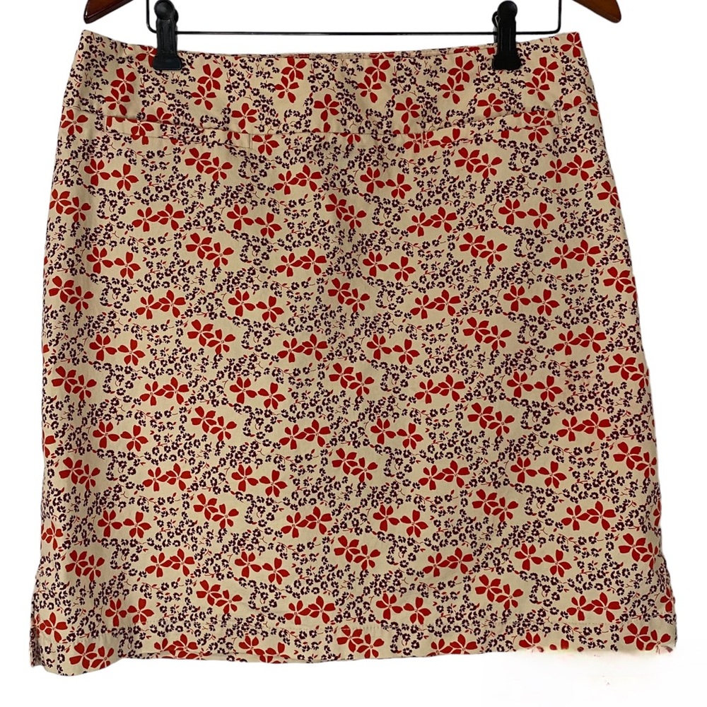 GAP Cotton Stretch Side Zip Red & Purple Floral Pencil Skirt Women’s 12 Career